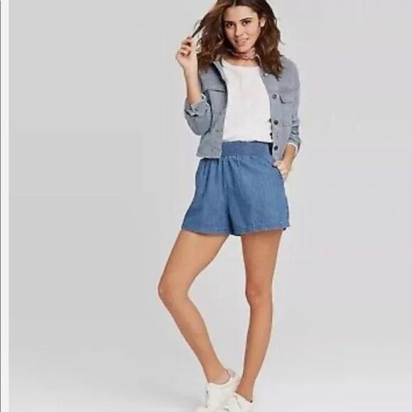 UNIVERSAL THREAD Smocked Waist Pull On Denim Shorts Cotton Lyocell Womens XS - Picture 7 of 7